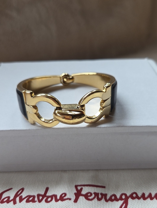Salvatore Ferragamo Jewelry - Salvatore Ferragamo Gold Vara-Inspired Bracelet with Black Accents